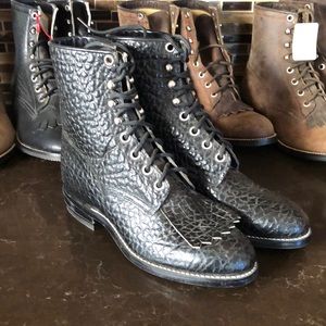 NEW Old Stock pebble‎ print Justin black roper boots